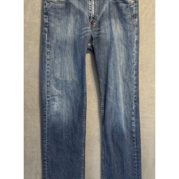 Levis 505 Straight Leg Jeans Men 36x34 Actual 34x33 Regular Fit Med Wash Classic - Picture 4 of 10